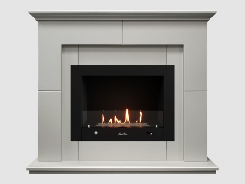 Каминный портал МДФ "Пьер 1100" с биокамином Lux Fire "Фаер Бокс 4-25.5" (белый)