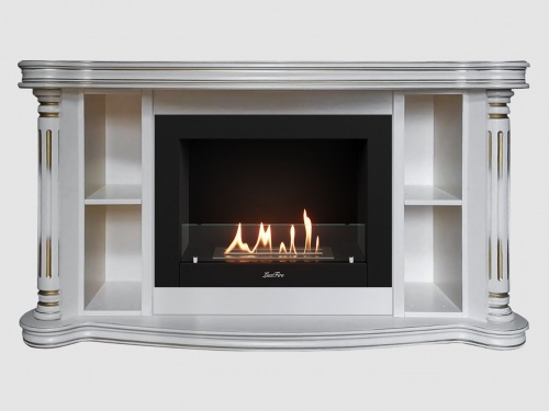 Каминный портал МДФ "Романс 1300" с биокамином Lux Fire "Фаер Бокс 2-30" (белый)